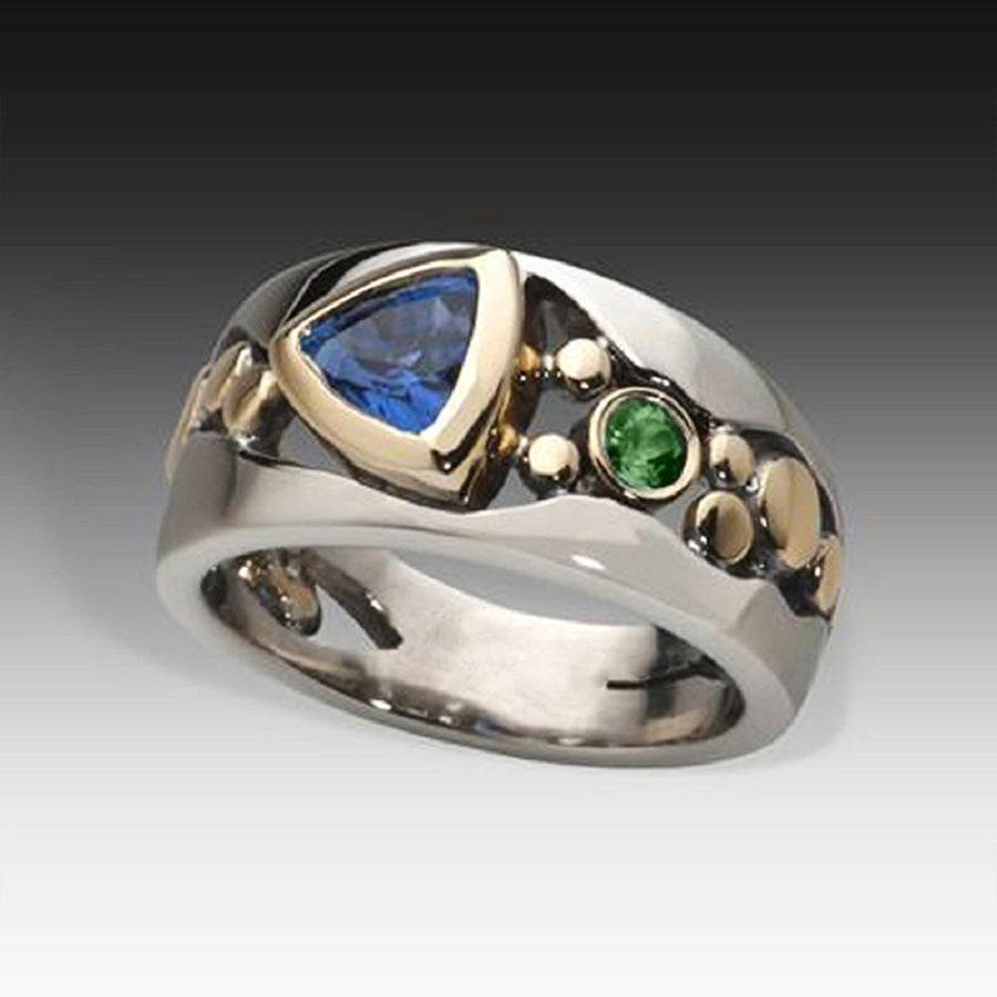 Bague en cristal bleu vintage Sienna