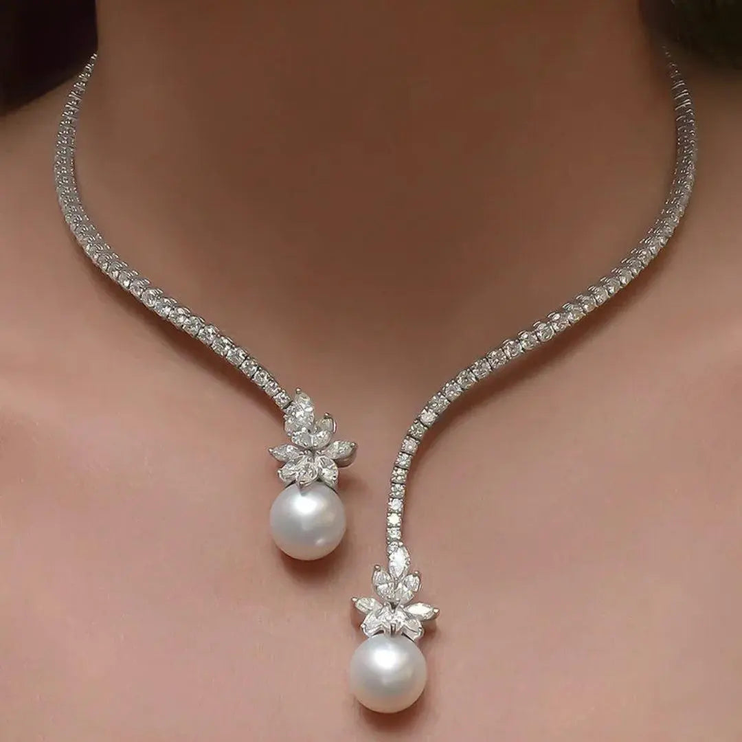 Collier élégant et brillant avec des perles en argent sterling
