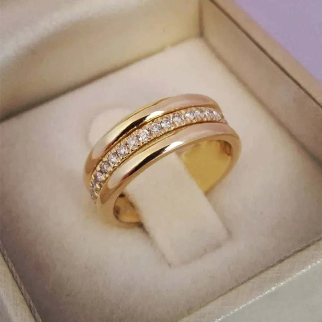 Bague élégante en zirconium doublement sertie