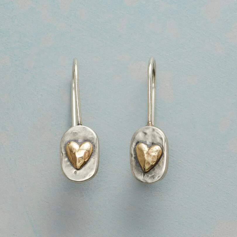 Boucles d'oreilles en cœur avec argent et or