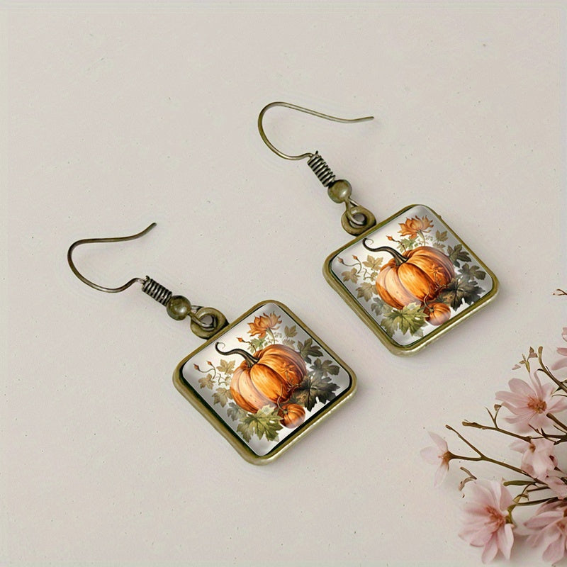 Boucles d'oreilles pendantes en verre citrouille