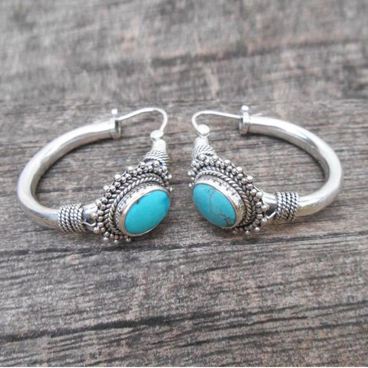 Boucles d'oreilles en argent sterling élégant avec turquoise