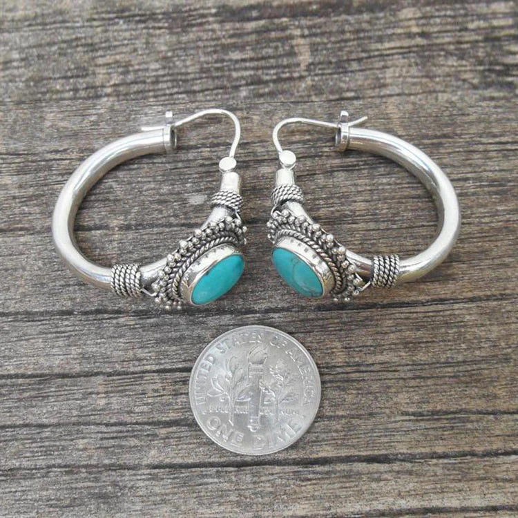 Boucles d'oreilles en argent sterling élégant avec turquoise