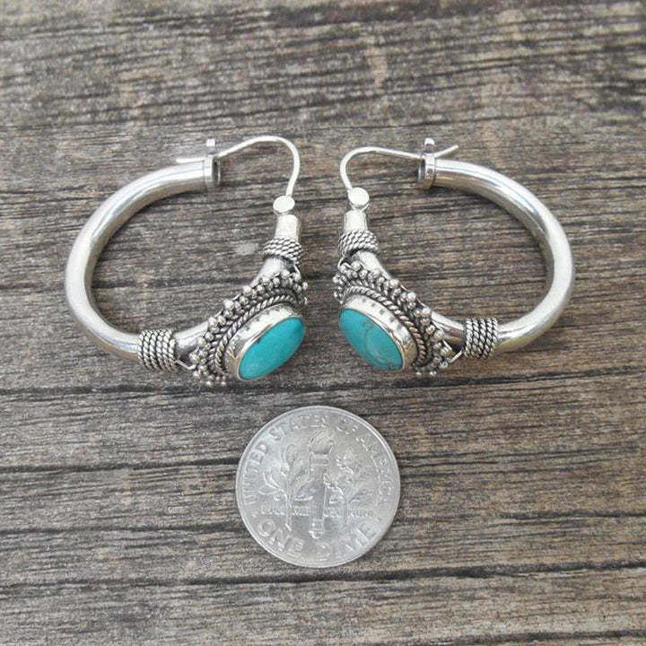 Boucles d'oreilles en argent sterling élégant avec turquoise