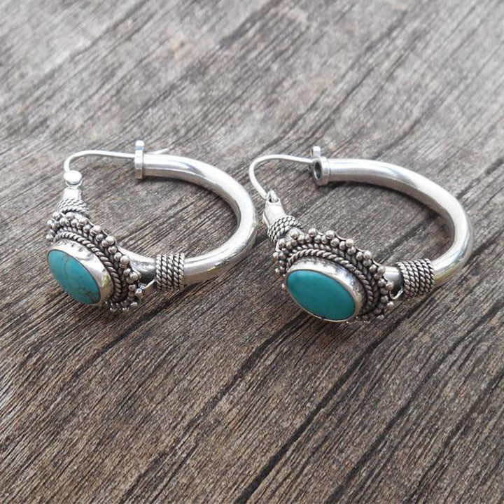 Boucles d'oreilles en argent sterling élégant avec turquoise