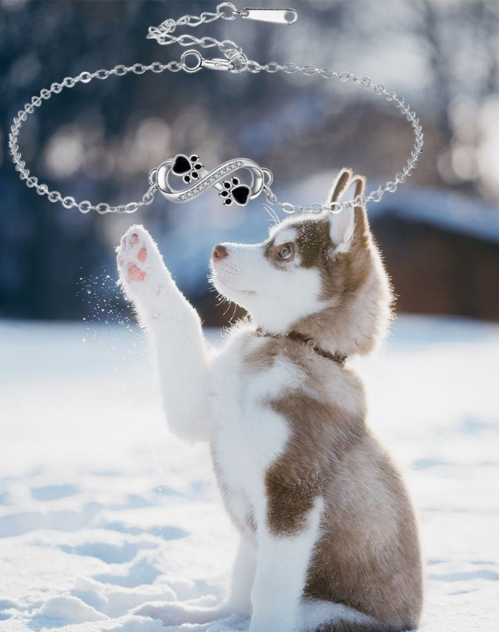 Pendentif Symbole Infini Bracelet Patte d'Animal avec Zirconia