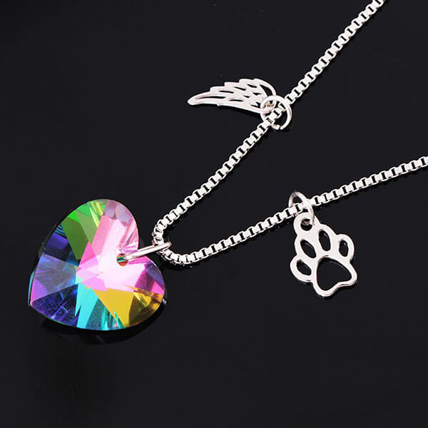 Collier Mémorial Arc-en-Ciel avec Pendentif en Forme de Cœur