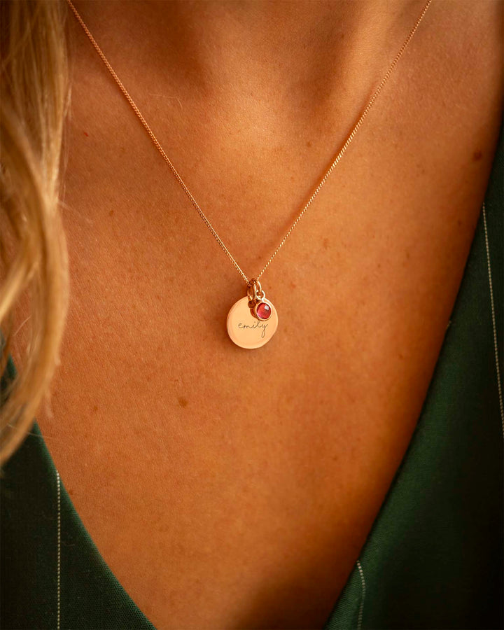 Collier Personnalisé Esme avec Nom et Pierre de Naissance en Or Rose