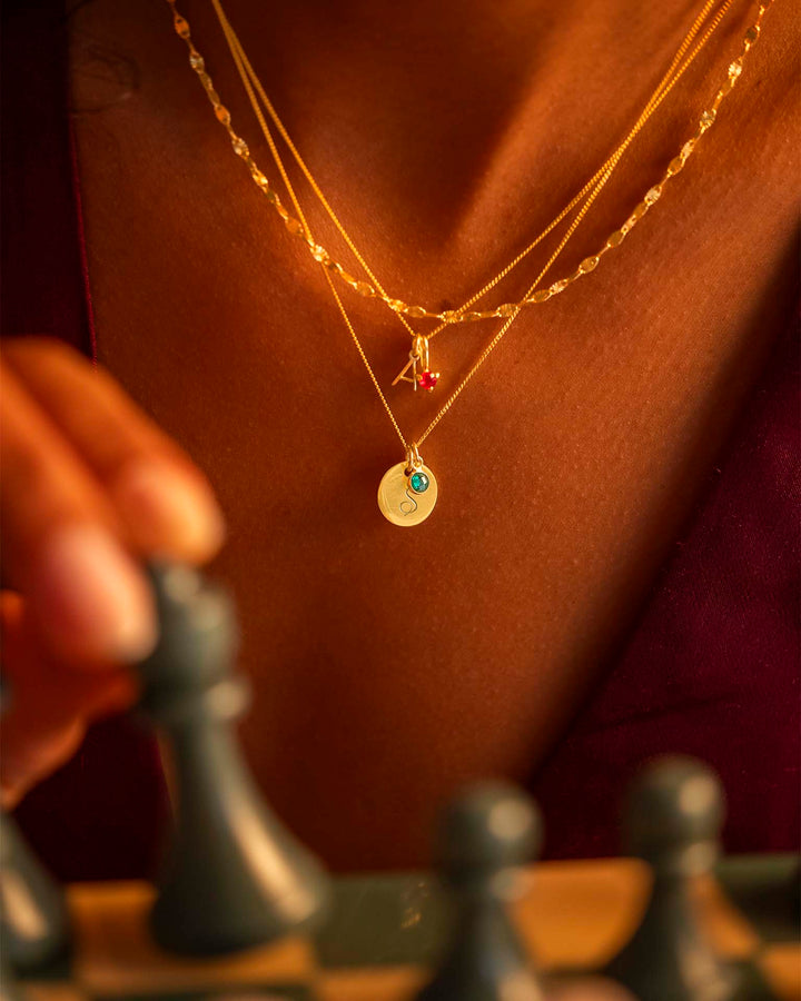 Collier Personnalisé en Argent avec Initiale et Pierre de Naissance