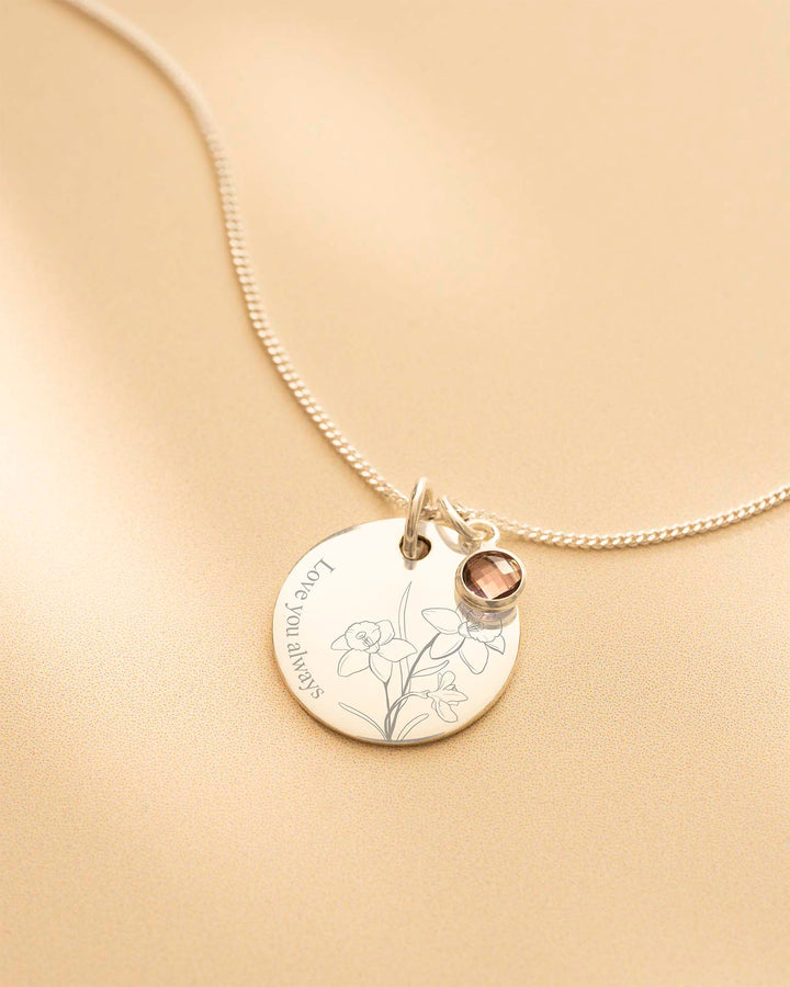 Collier Personnalisé avec Fleurs et Messages Significatifs en Argent