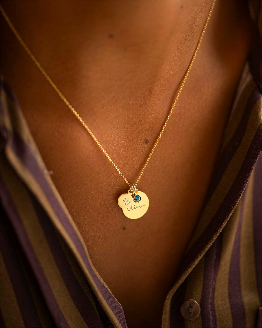 Collier de Nom Disque Personnalisé en Or pour Anniversaire