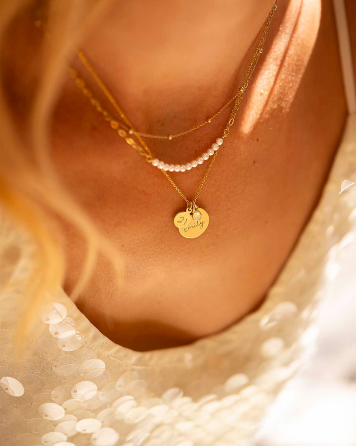 Collier de Nom Disque Personnalisé en Or pour Anniversaire