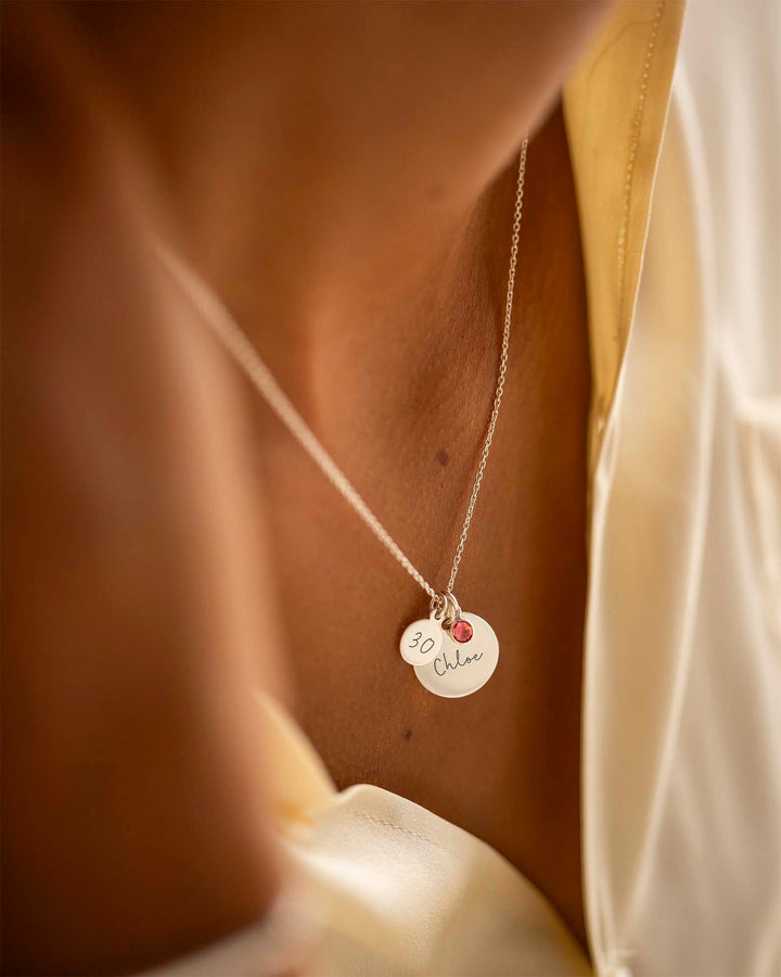 Collier de Nom Disque Personnalisé en Argent pour Anniversaire