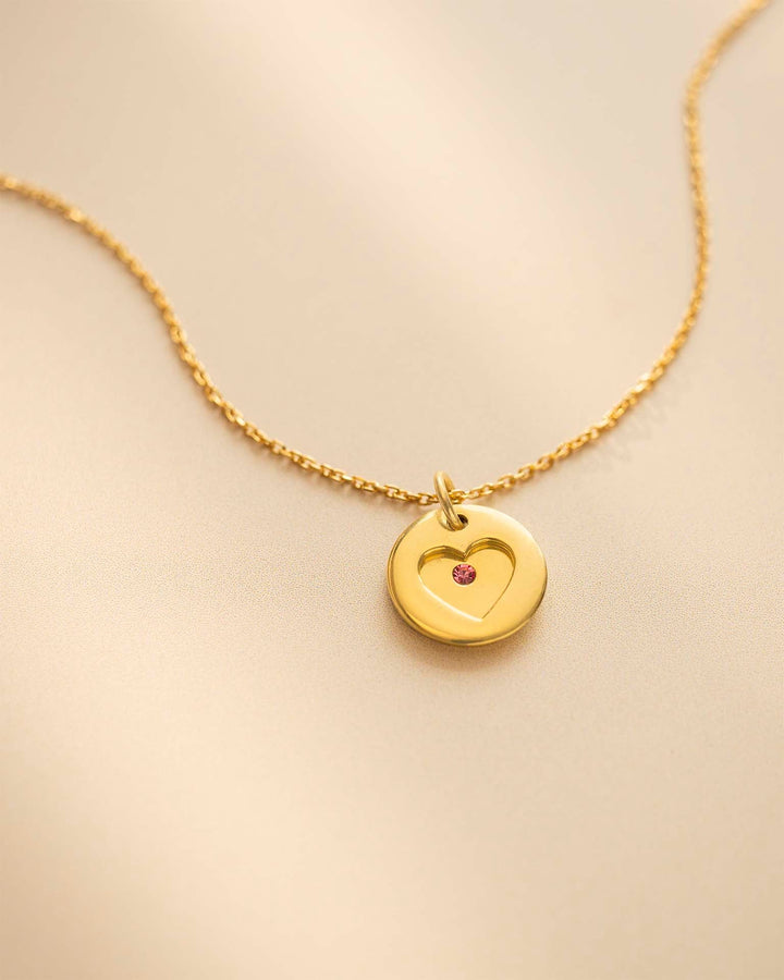 Collier en Coeur avec Message Secret Personnalisé et Pierre de Naissance en Or