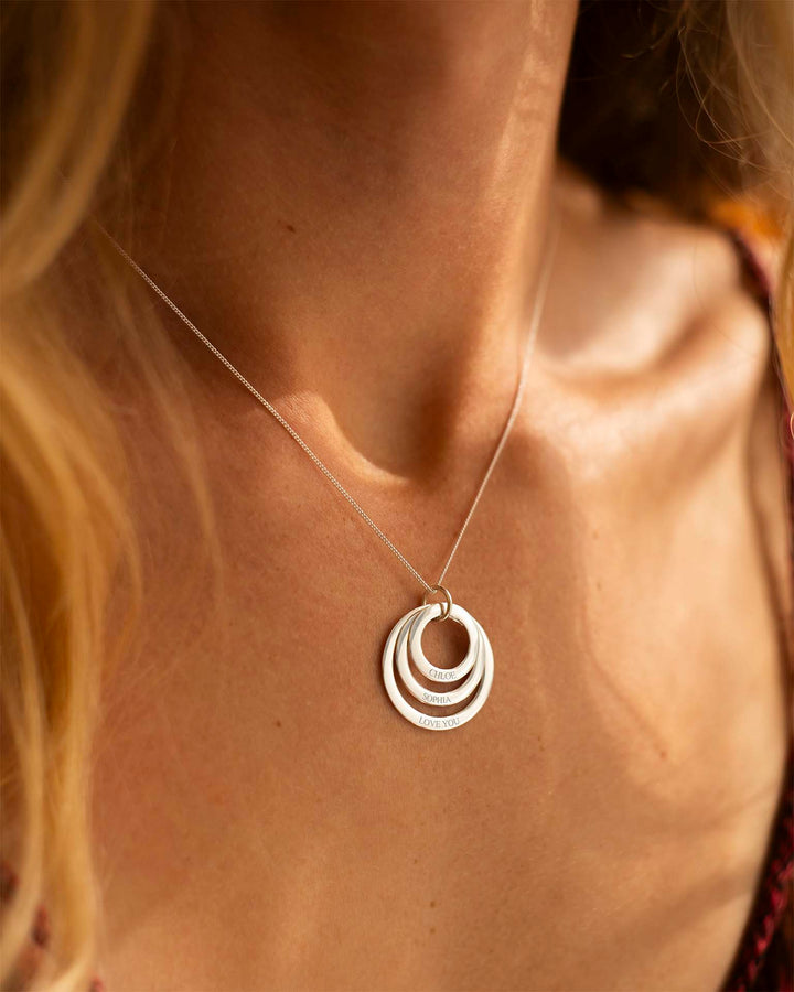Pendentif en Argent Triple Anneau Éternel Collier Personnalisé