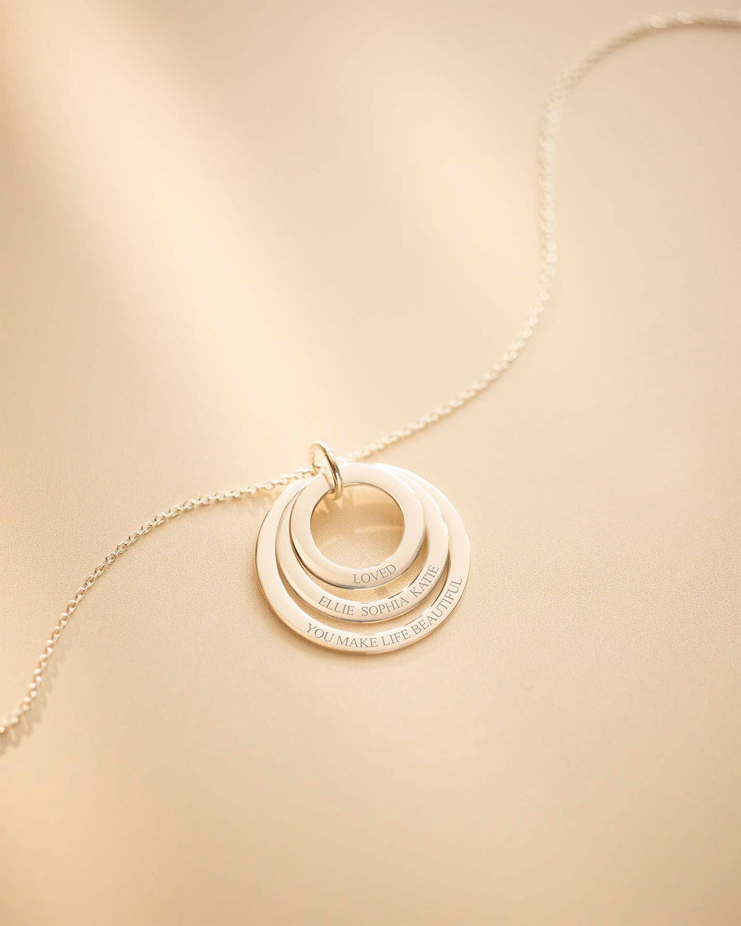 Pendentif en Argent Triple Anneau Éternel Collier Personnalisé