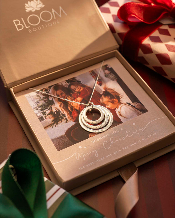 Pendentif en Argent Triple Anneau Éternel Collier Personnalisé