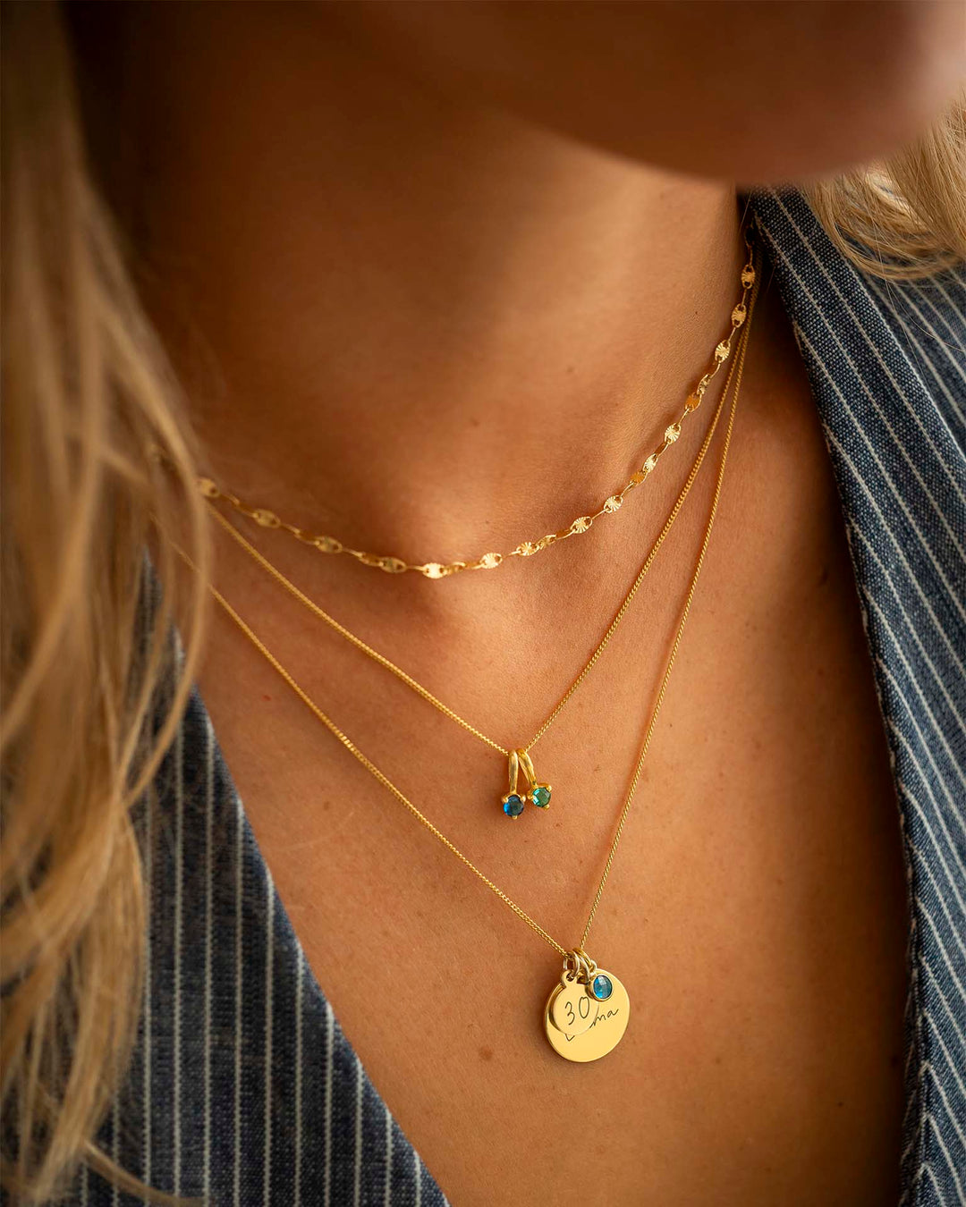 Pendentif en Argent avec Pierre de Naissance Personnalisé