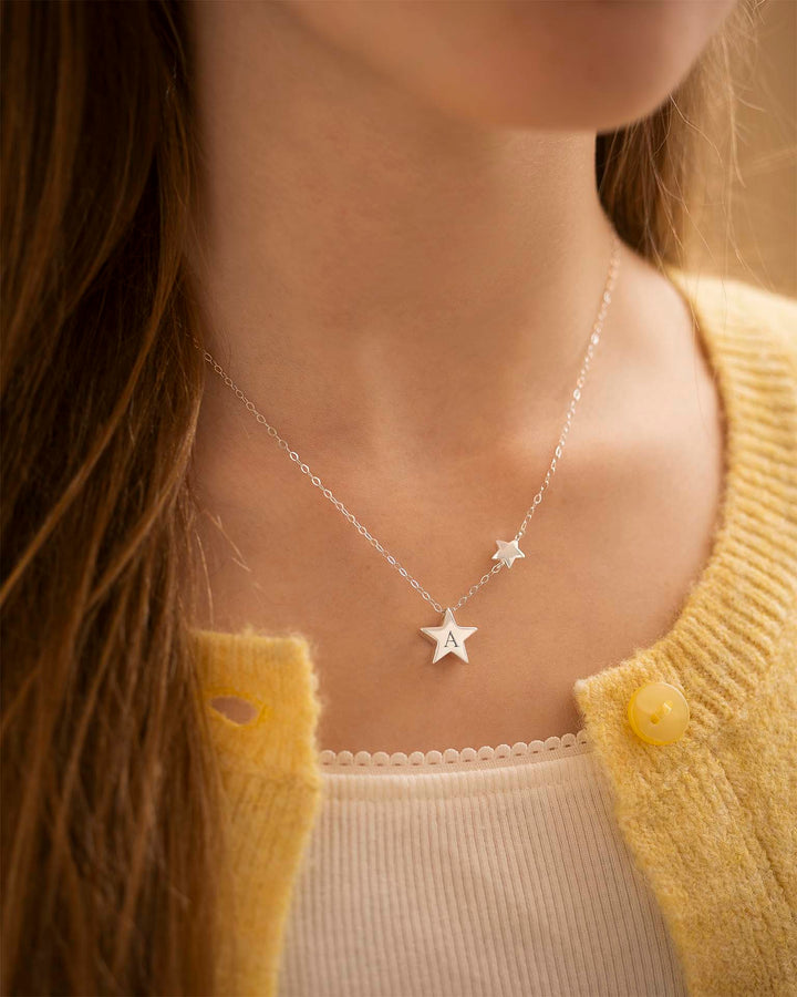 Collier Personnalisé Enfant Mon Étoile Chanceuse en Argent