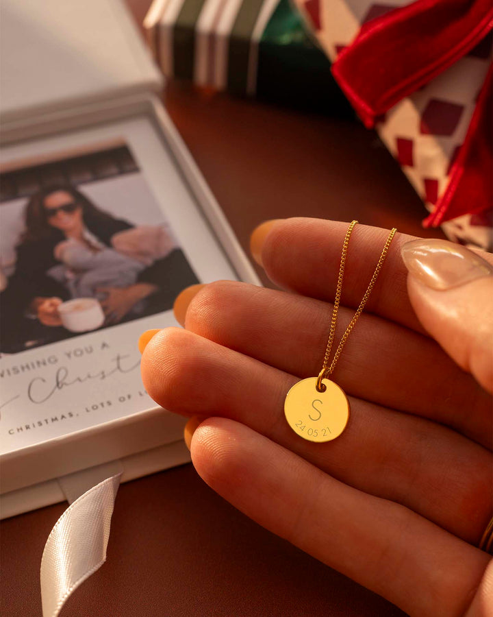 Collier Personnalisé en Or Rose avec Initiale et Date
