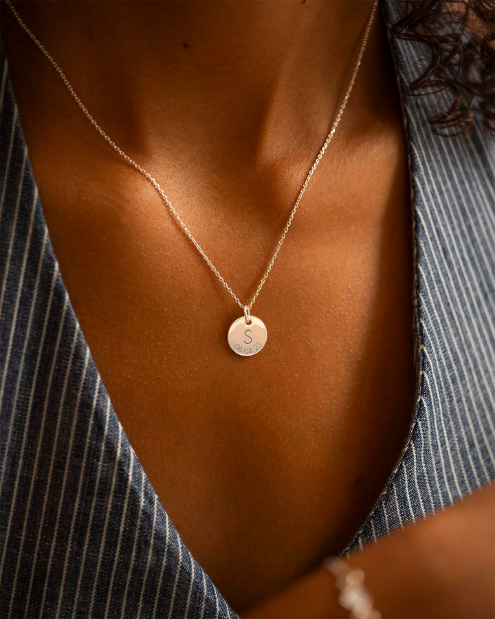 Collier Personnalisé en Argent avec Initiale et Date