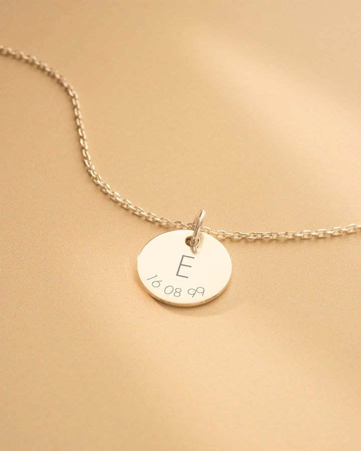 Collier Personnalisé en Argent avec Initiale et Date
