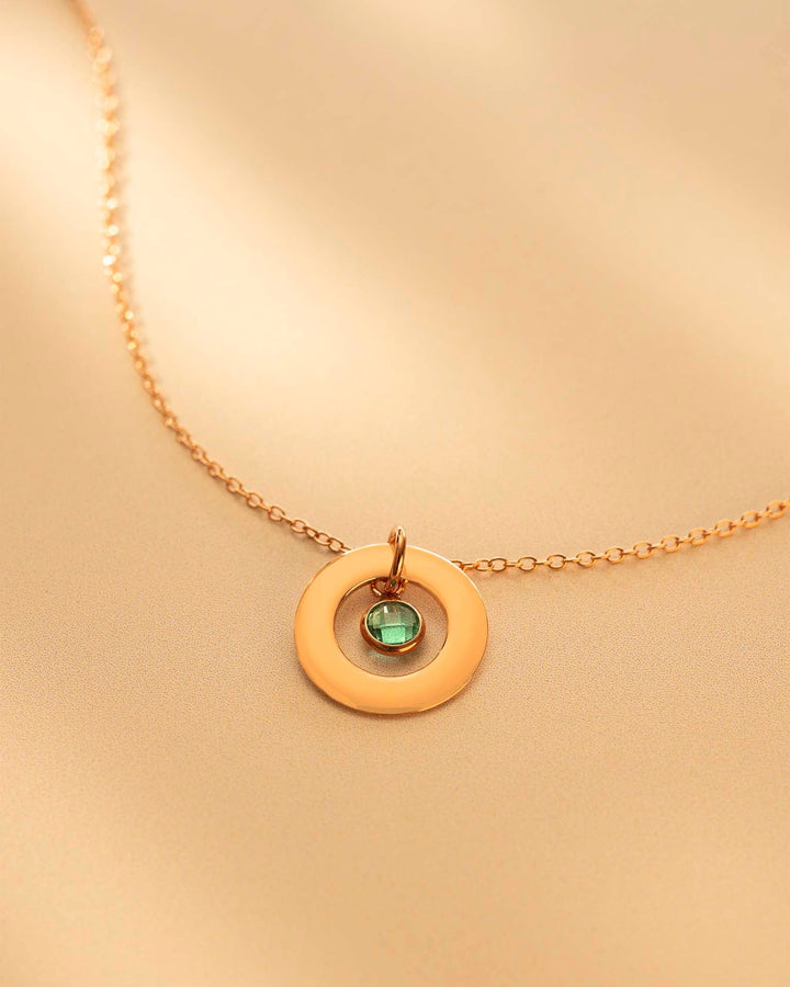 Bague Éternelle en Or Rose et Collier Personnalisé avec Pierre de Naissance