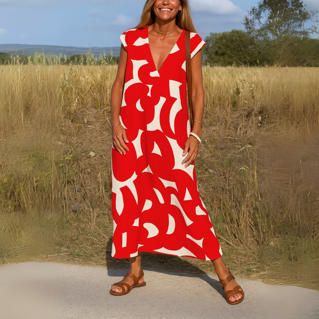 Morgane™ | Maxi dress with artistic print