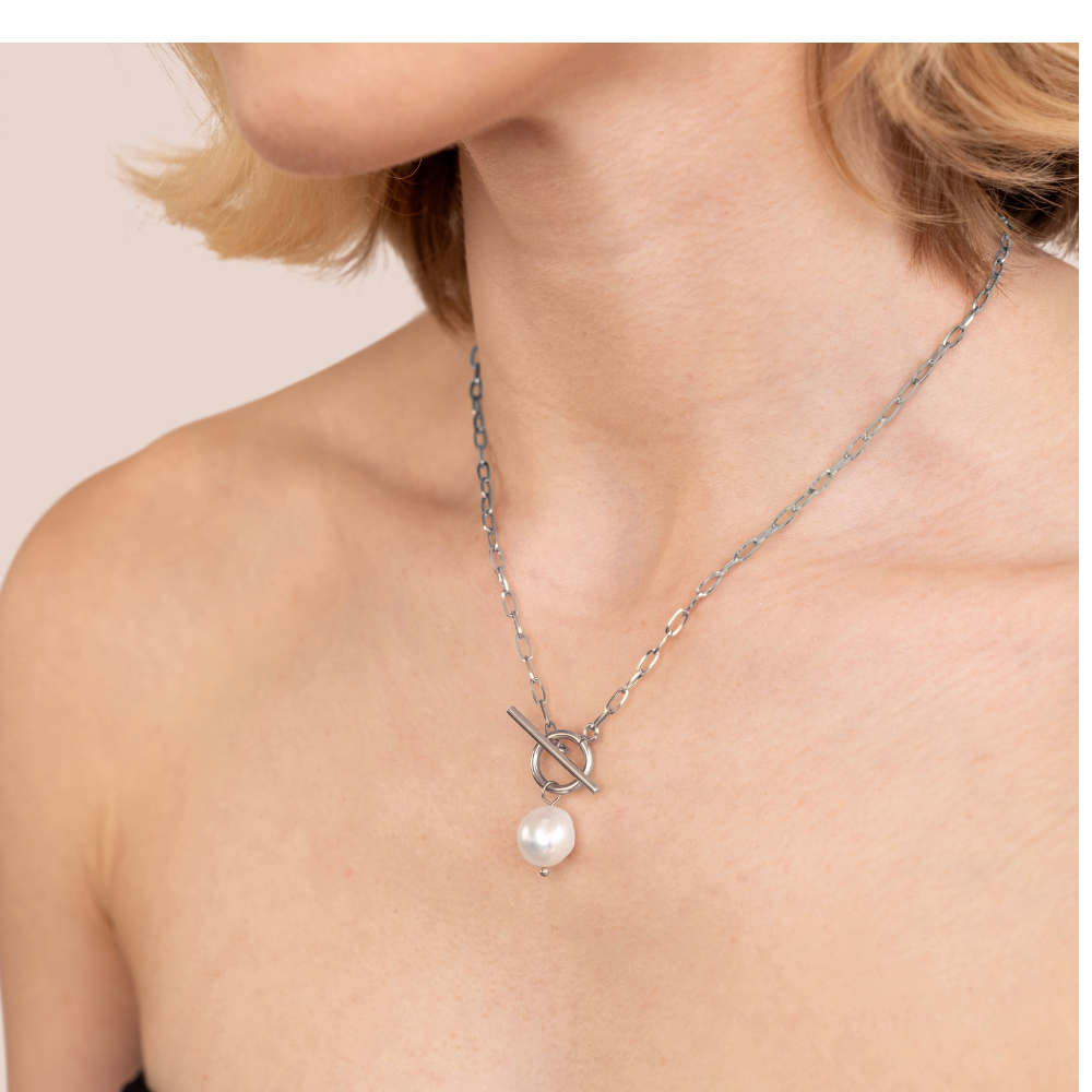 Collier en perles d'eau douce Eva en argent