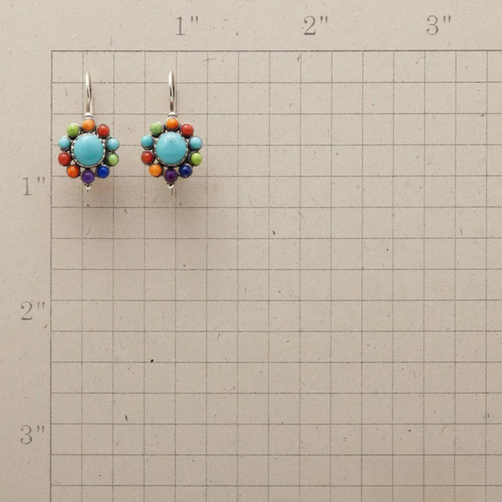 Boucles d'Oreilles Rondes Turquoise Multicolores
