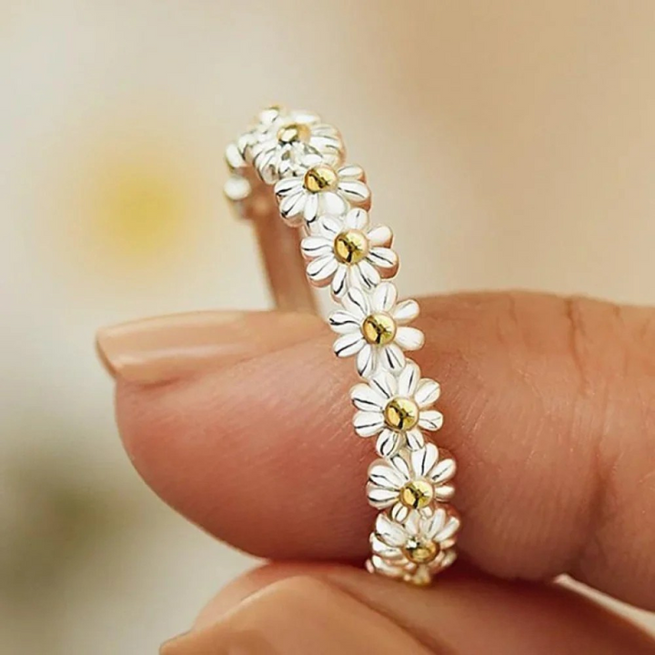 Bague Margriet en argent adjustable et émaillée à la main