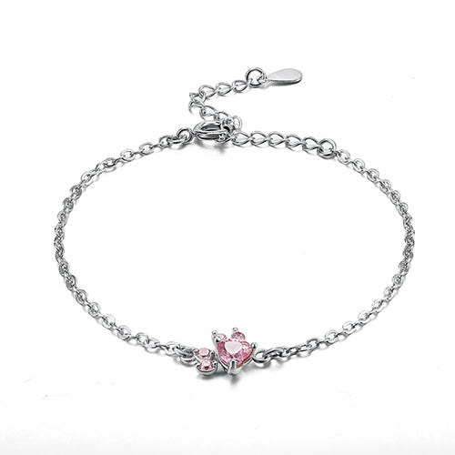 Ensemble de Bijoux Patte en Or Rose – 4 Pièces avec Cœur en Zirconia (Bague, Collier, Boucles d'Oreilles, Bracelet)