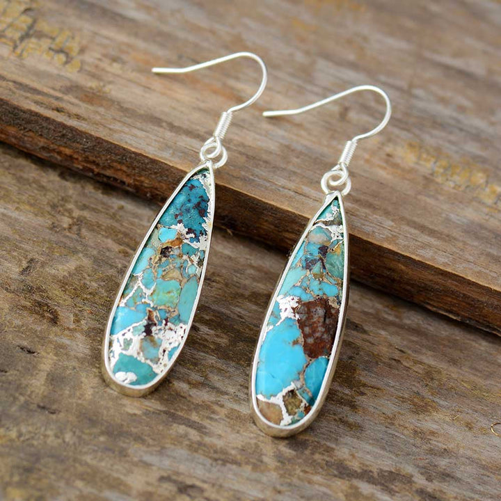 Boucles d'oreilles en jaspe turquoise en forme de goutte