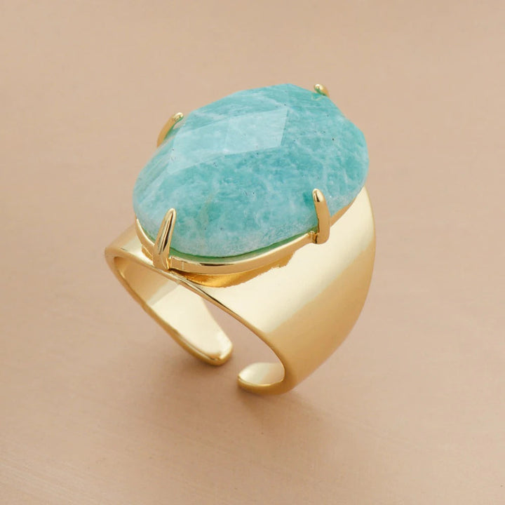 Bague Déesse Sophistiquée en Amazonite Bleue