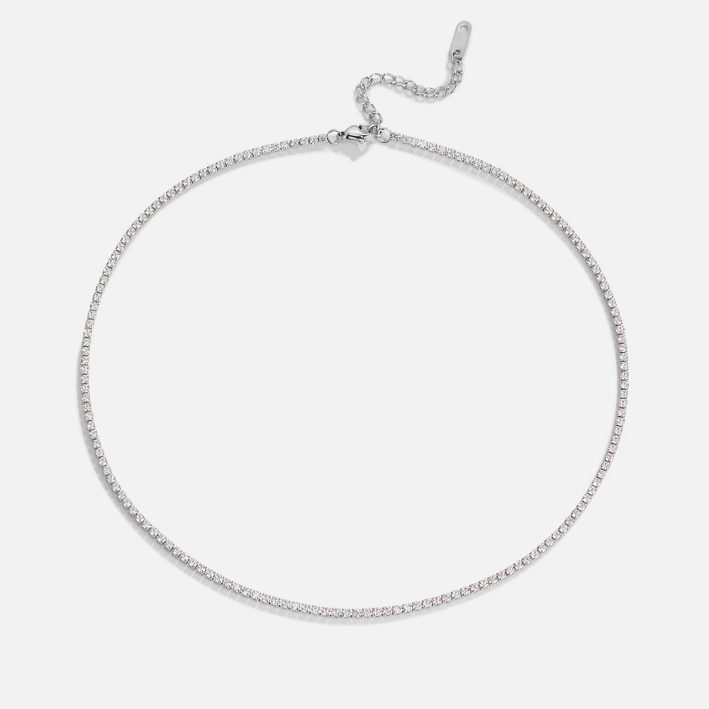 Collier en cristal argenté