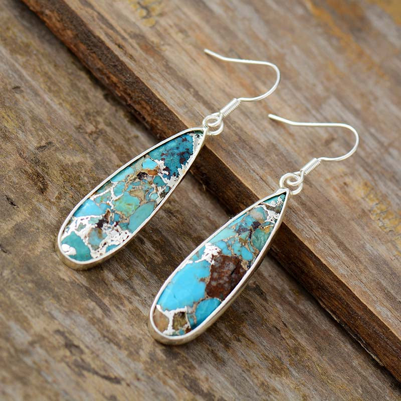 Boucles d'oreilles en jaspe turquoise en forme de goutte