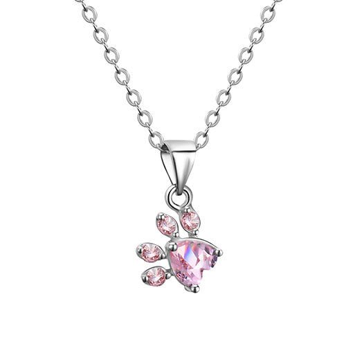 Ensemble de Bijoux Patte en Or Rose – 4 Pièces avec Cœur en Zirconia (Bague, Collier, Boucles d'Oreilles, Bracelet)
