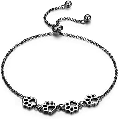 Bracelet en Argent Sterling avec Empreinte de Patte – Ajustement Réglable