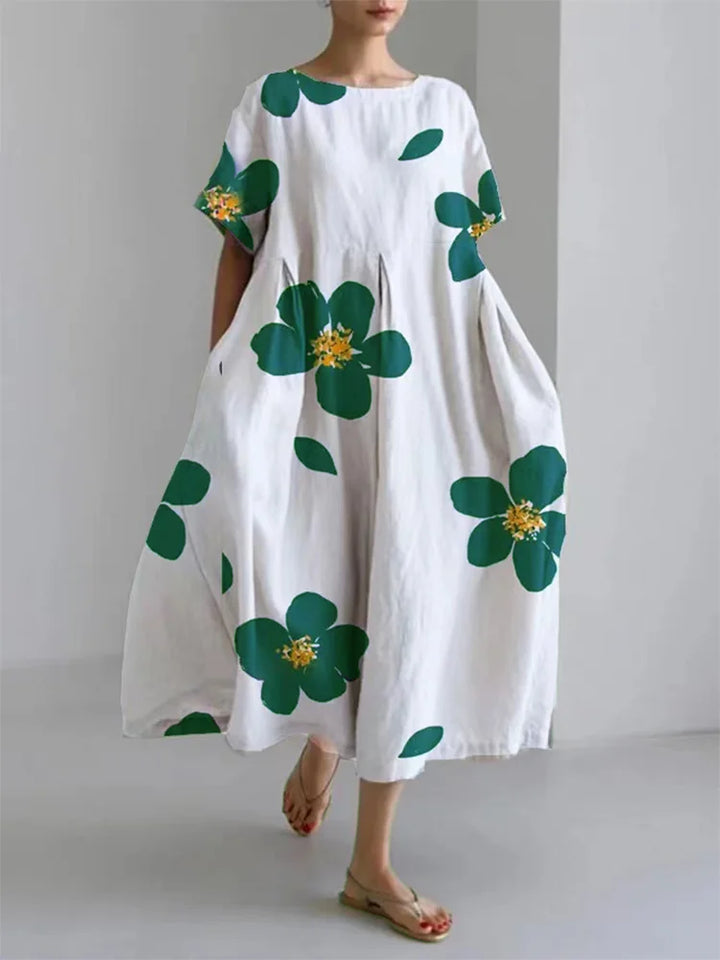 Morgane™ | Caterina robe d'été longue avec fleurs vives et confort doux pour journées ensoleillées
