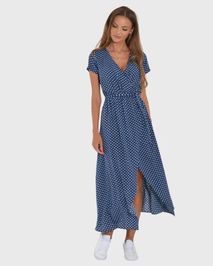Yareli | Midi Wrap Dress with Vibrant Flowers