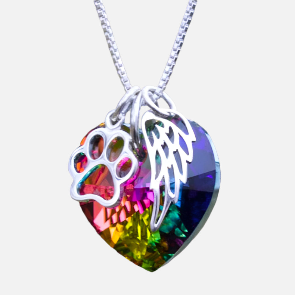 Collier Mémorial Arc-en-Ciel avec Pendentif en Forme de Cœur