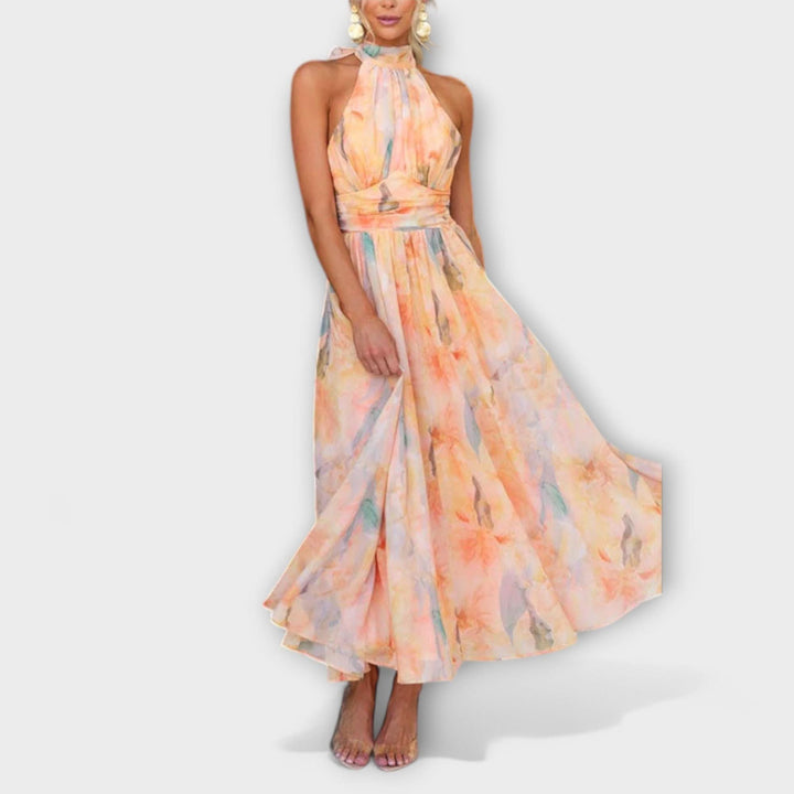 Morgane™ | Robe Maxi Halter-Neck Aquarelle Print