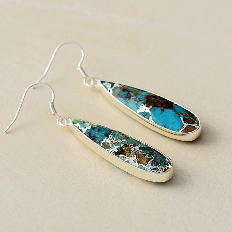 Boucles d'oreilles en jaspe turquoise en forme de goutte