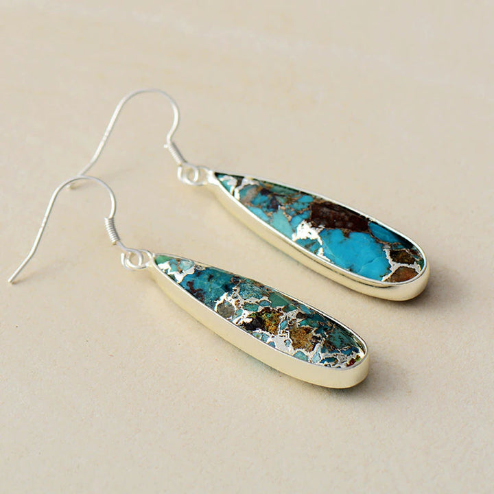 Boucles d'oreilles en jaspe turquoise en forme de goutte