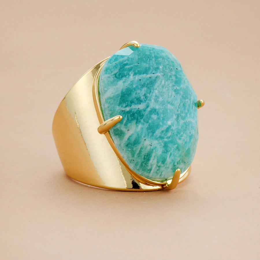 Bague Déesse Sophistiquée en Amazonite Bleue