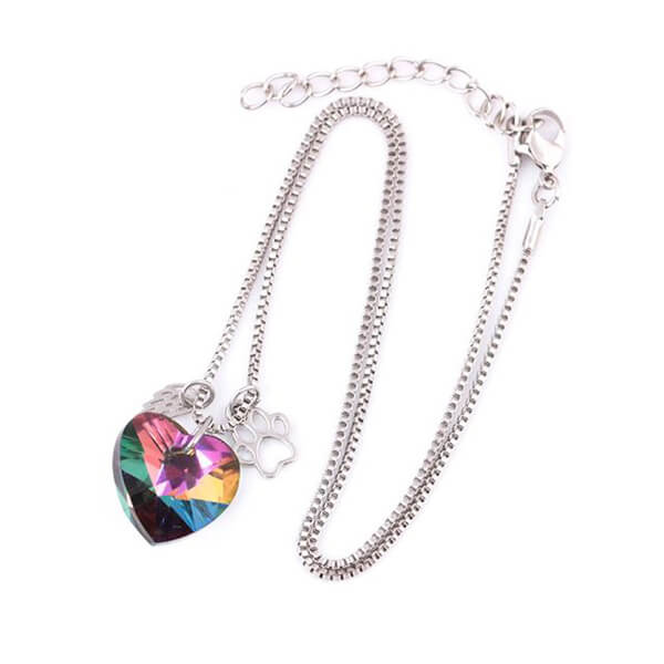 Collier Mémorial Arc-en-Ciel avec Pendentif en Forme de Cœur