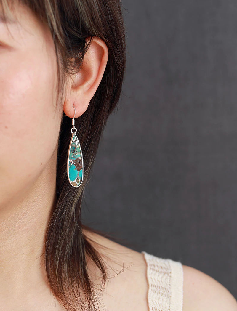 Boucles d'oreilles en jaspe turquoise en forme de goutte