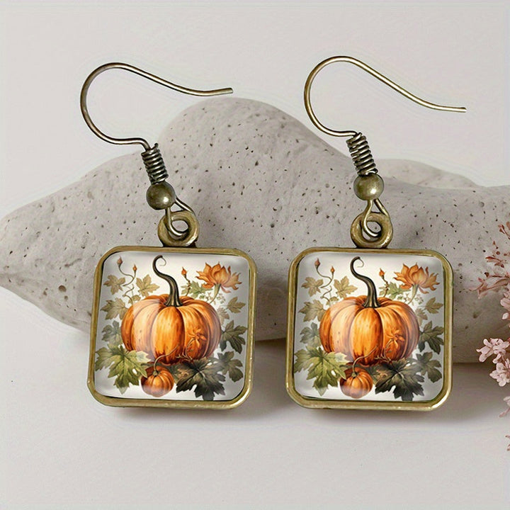 Boucles d'oreilles pendantes en verre citrouille