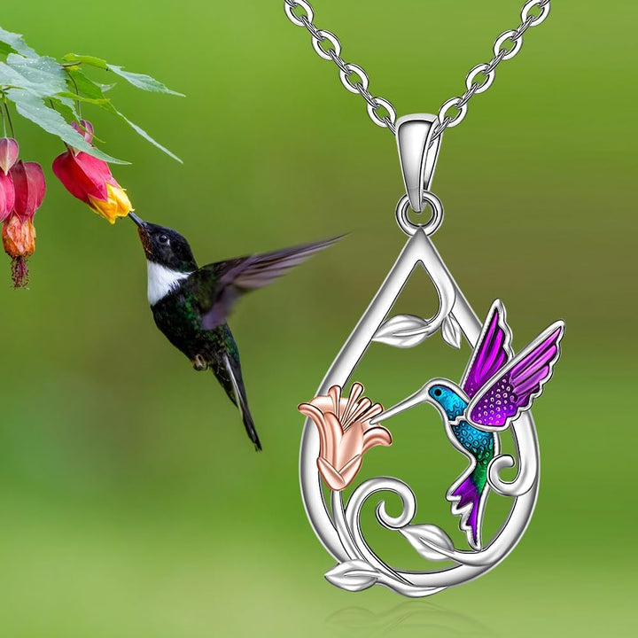 Collier de Colibri Magnifique pour Femmes avec Boucles d'Oreilles Bonus