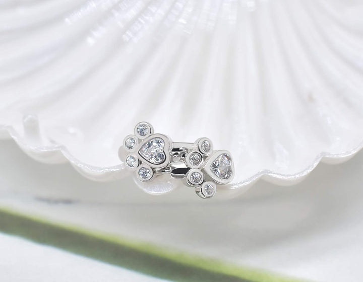 Boucles d'oreilles Huggie Pattes avec Zirconia Étincelant